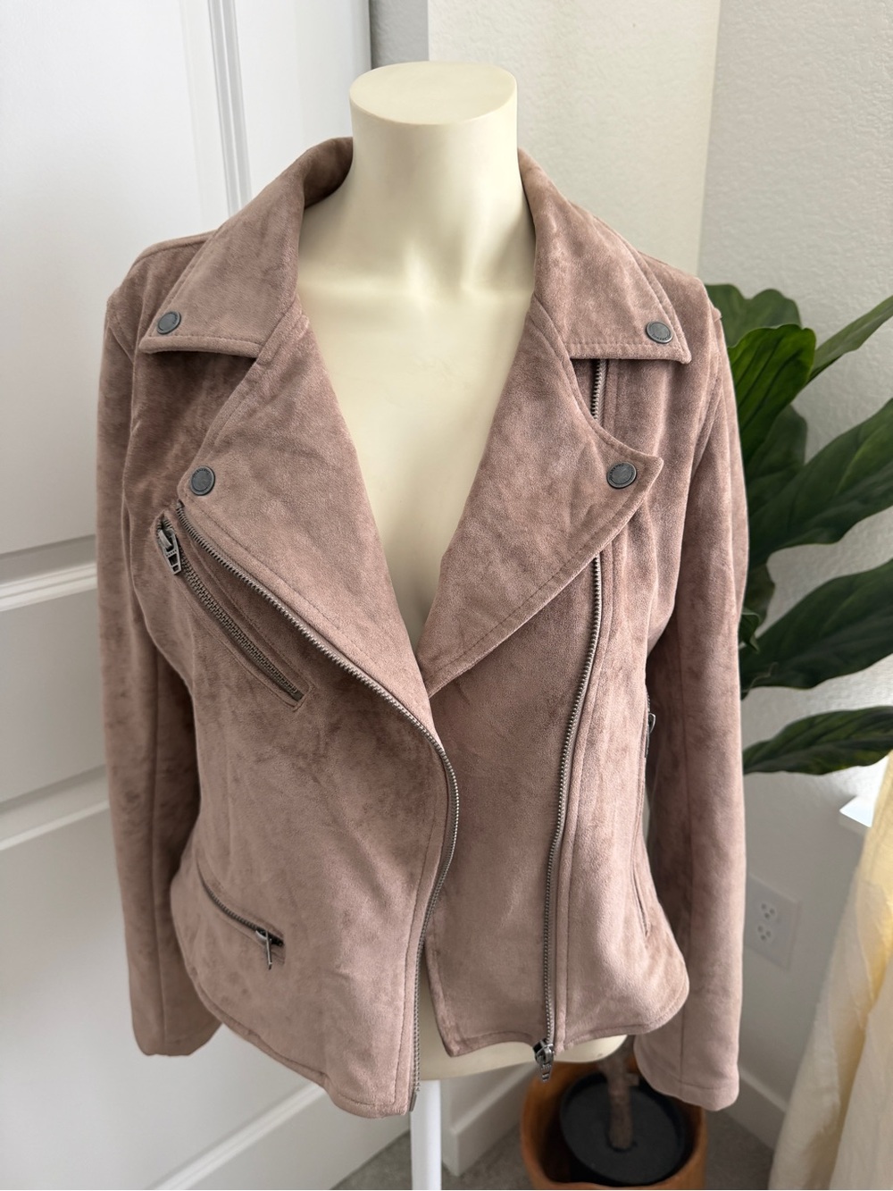 BLANKNYC Faux Suede Moto Jacket Mushroom Small - Picture 4 of 8